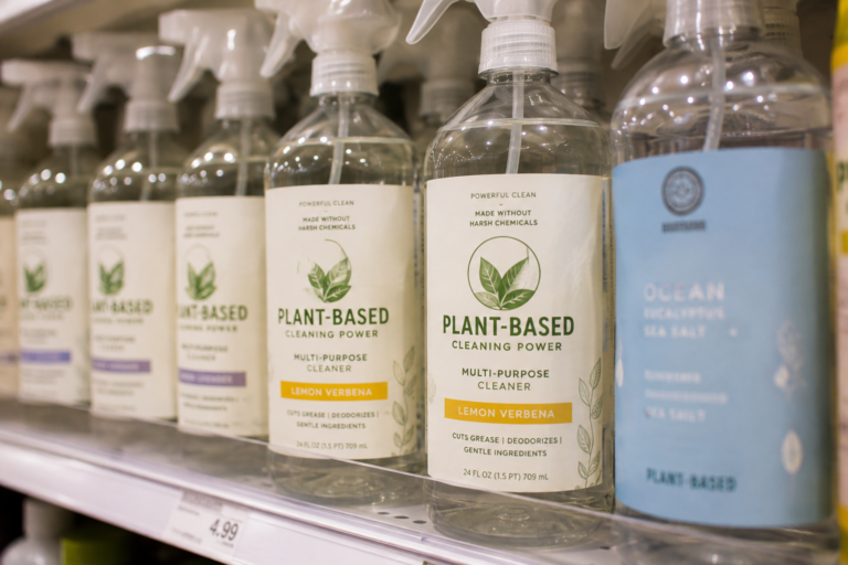 How to evaluate product claims on a household cleaning product label, including plant-based and gentle ingredients claims.